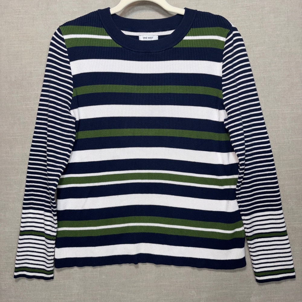 Nine‎ West Striped Ribbed Knit Striped Sweater Womens XL